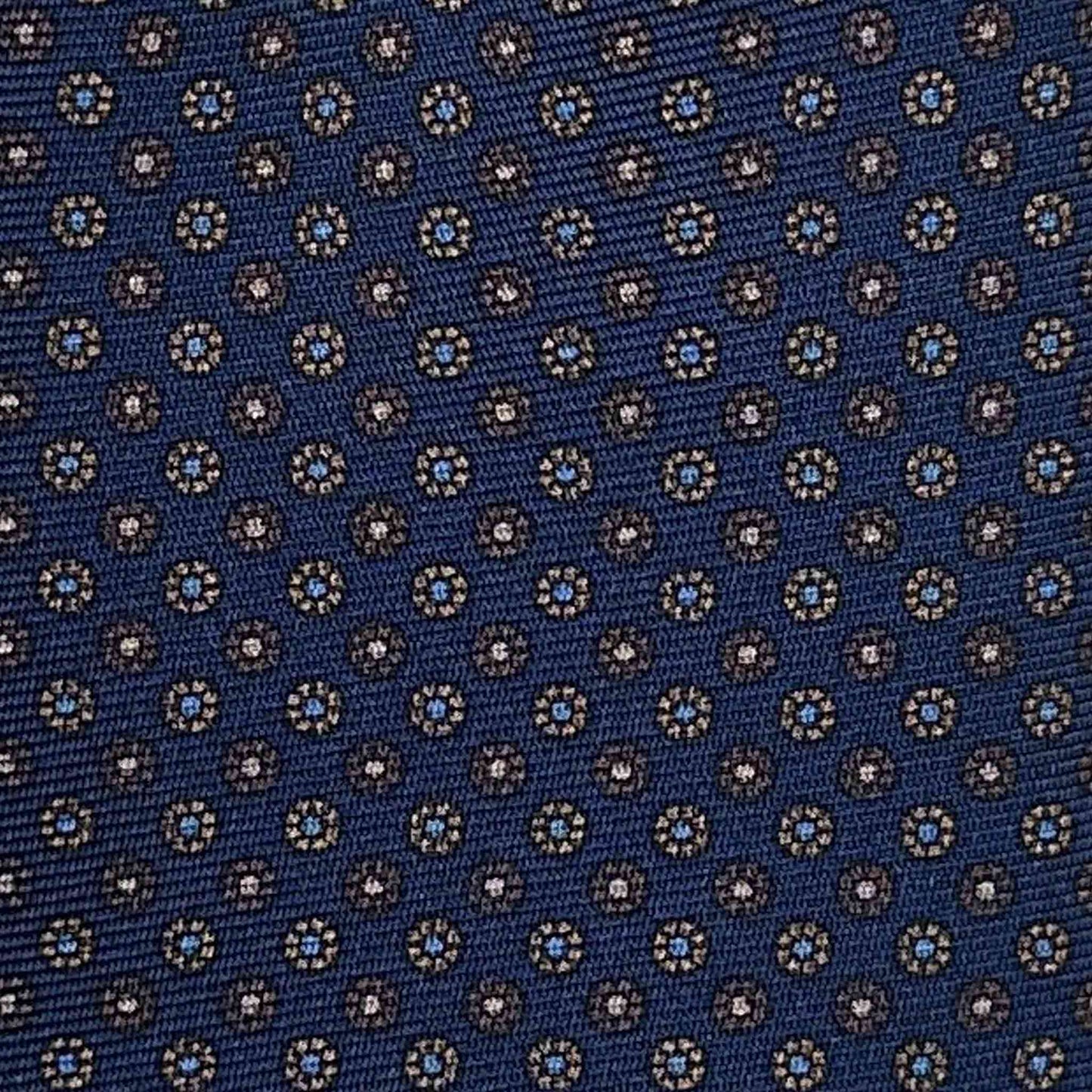 Blue Madder Silk Tie 7 Fold Classic Brown Beige Micro Daisy Shop in Geneva