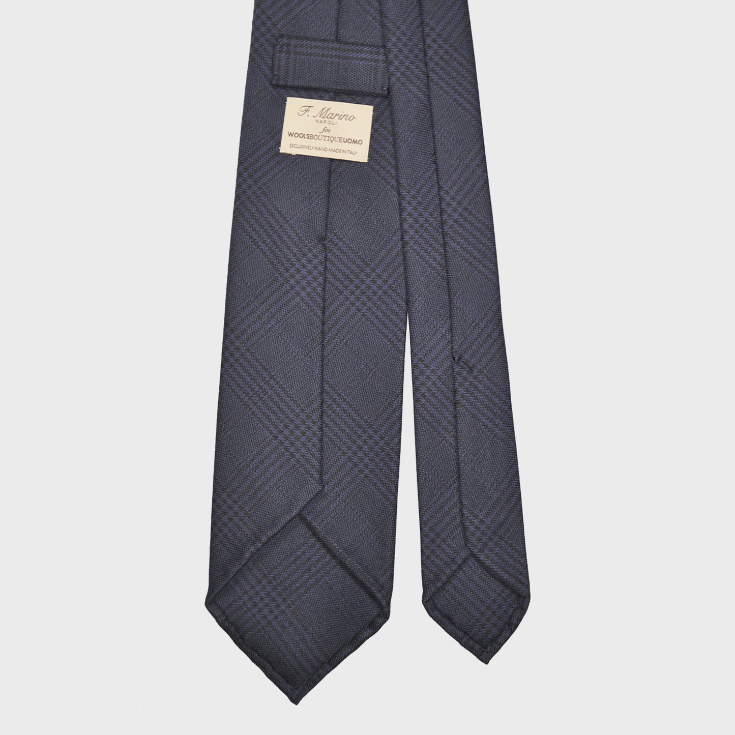 Blue Glen Check Wool Tie Unlined F.Marino Napoli.