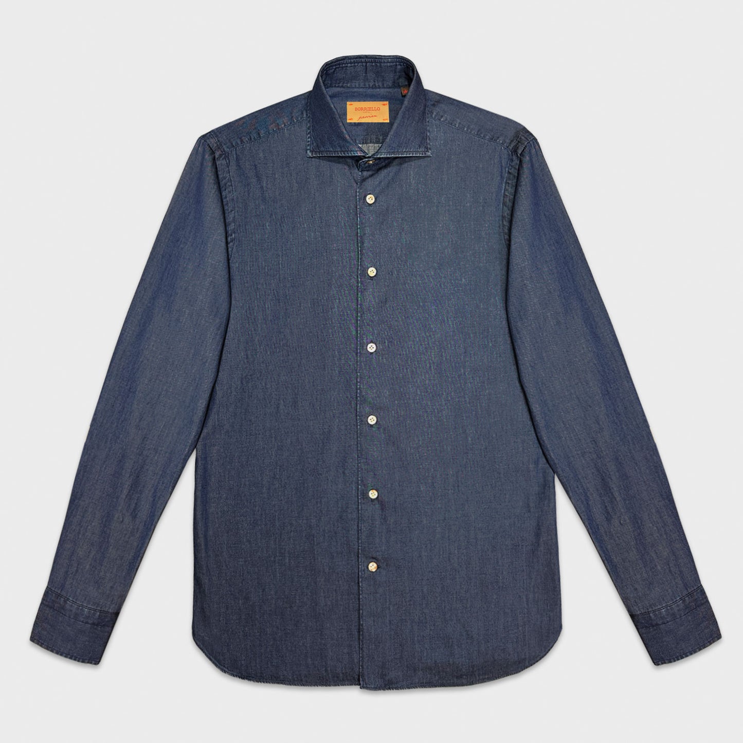 Borriello Dark Blue Classic Denim Shirt-Wools Boutique Uomo