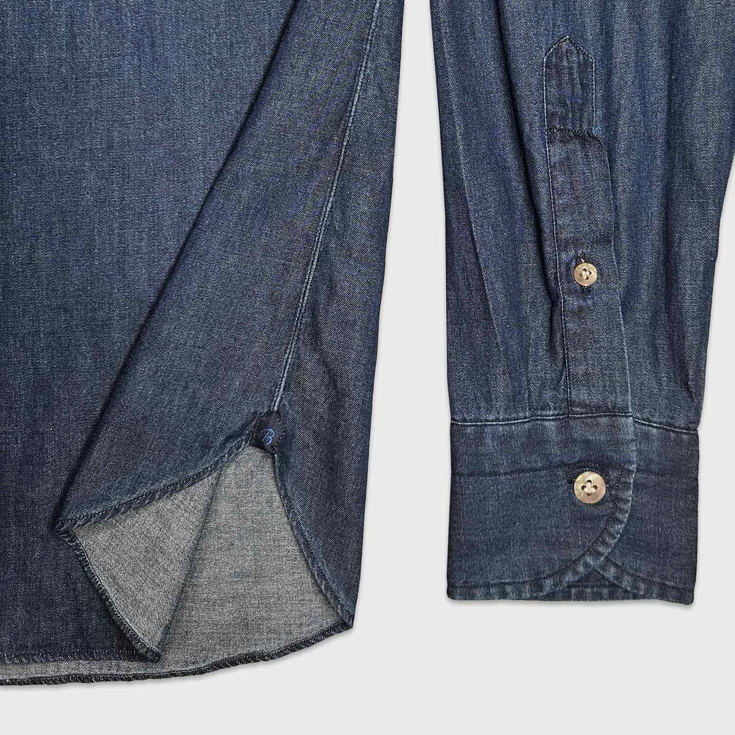 Borriello Dark Blue Classic Denim Shirt-Wools Boutique Uomo