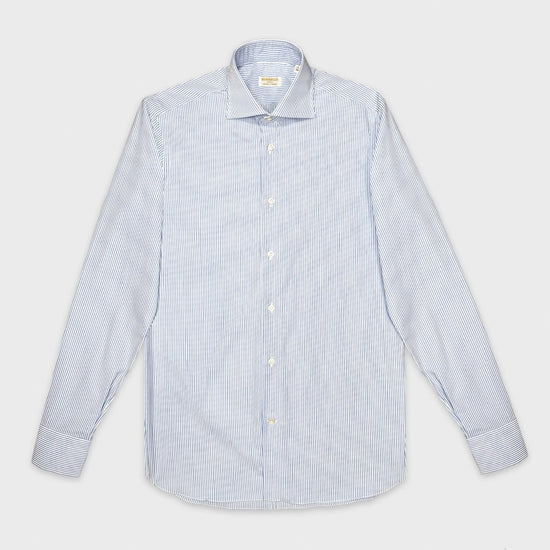 Borriello Light Blue and White Striped Shirt Popeline Cotton-Wools Boutique Uomo