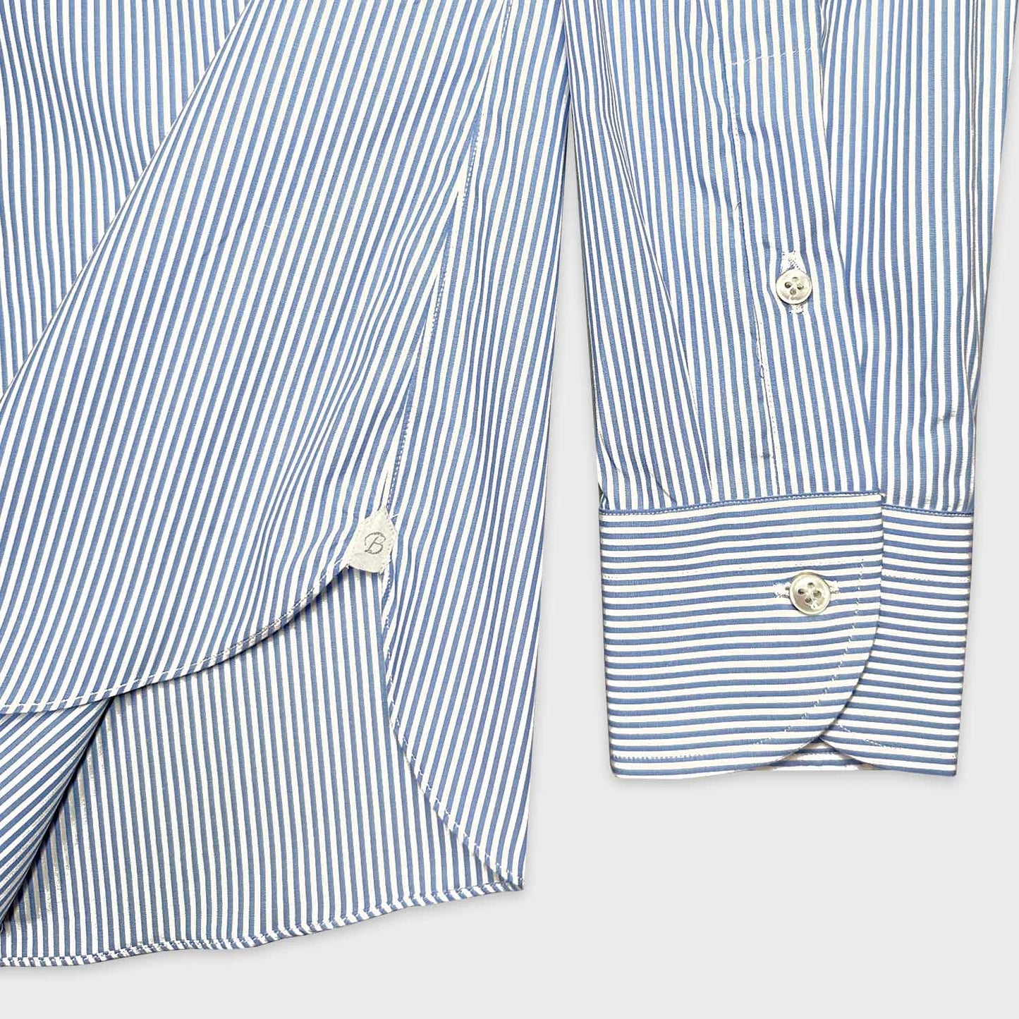 Borriello Light Blue and White Striped Shirt Popeline Cotton-Wools Boutique Uomo