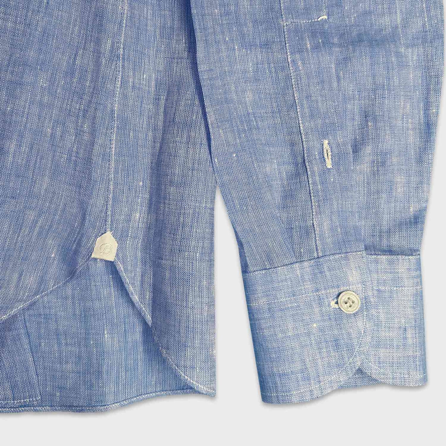 Sky Blue Linen Shirt Hand Made Borriello Napoli shirt exclusive for Wools Boutique Uomo Geneva