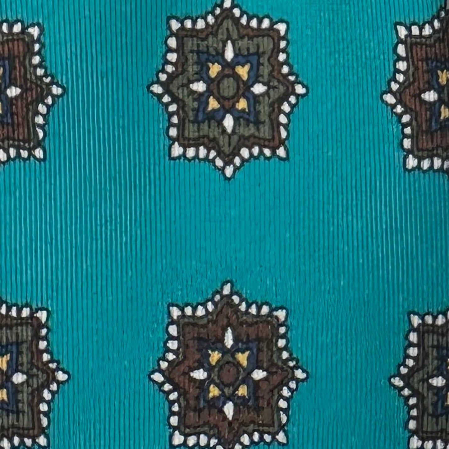 Turquoise Silk Tie Medallions Pattern Shop Geneva.