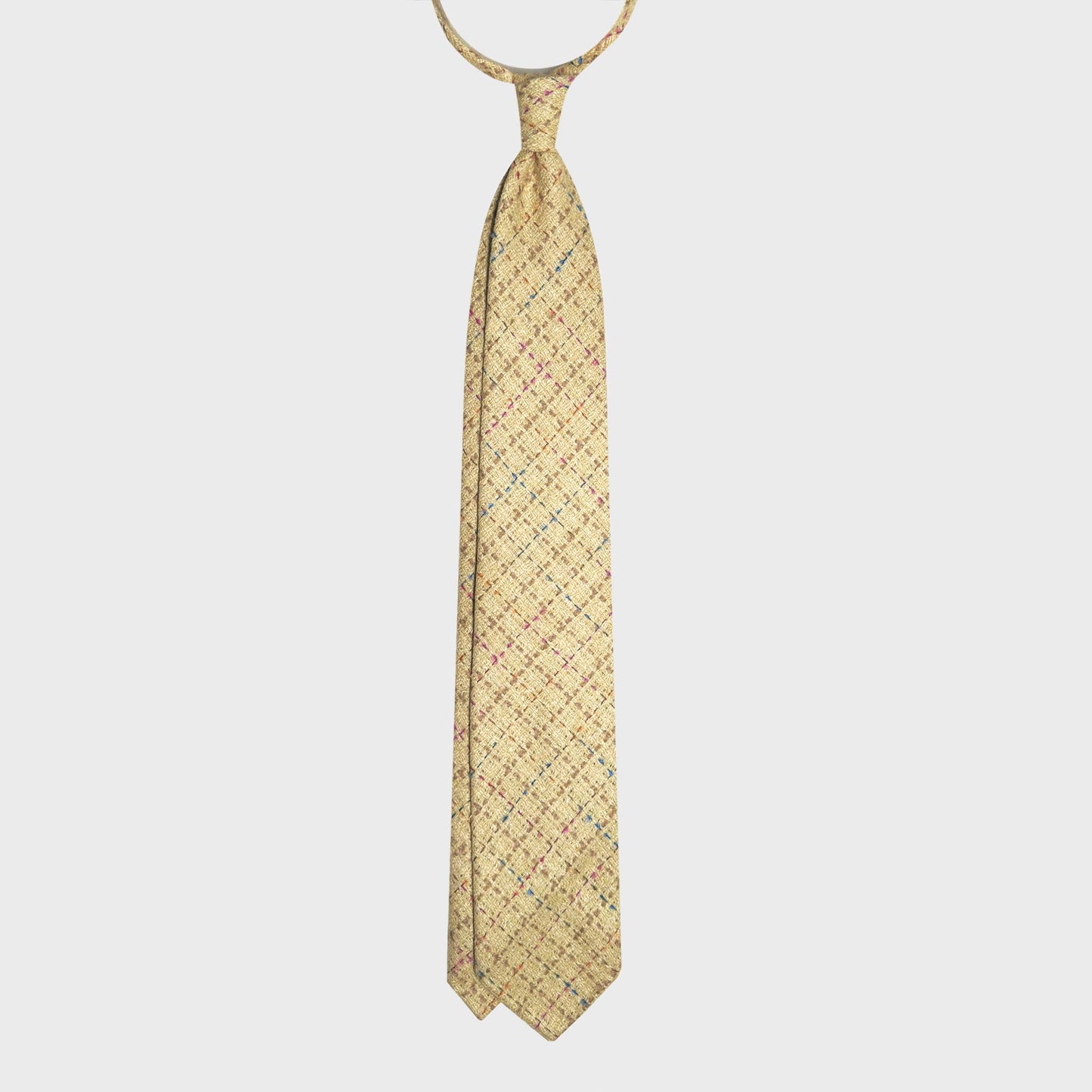 Exclusive Mélange Wool Check Tie Golden Yellow Beige