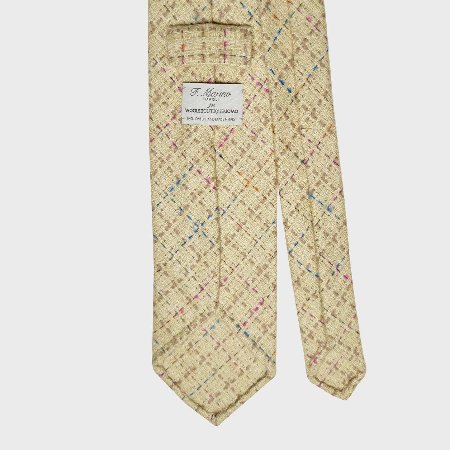 Exclusive Mélange Wool Check Tie Golden Yellow Beige