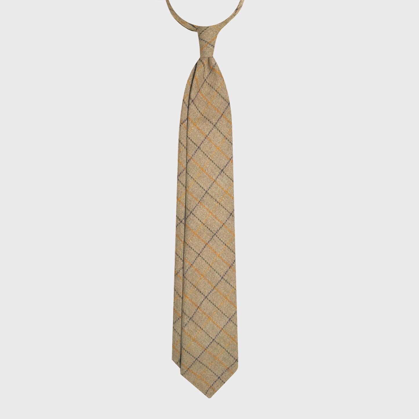 Camel Wool Tie Hand Made in Italy Classic Checked Pattern