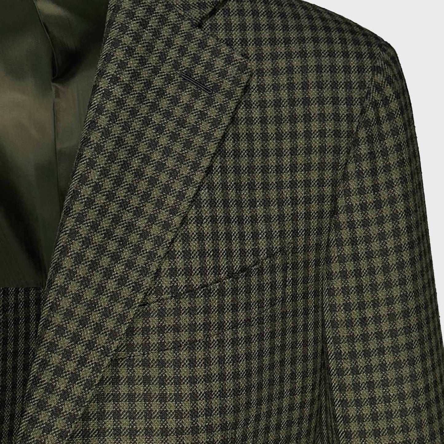 Army Green Checked Tailored Jacket Wool Silk Linen Caruso discover in Wools Boutique Uomo Geneva