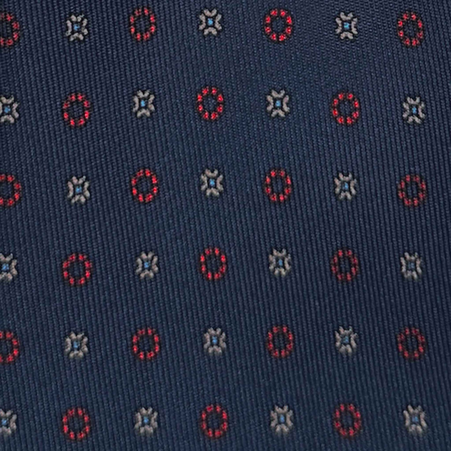 Navy Blue Silk Tie Classic Formal Geometric Pattern