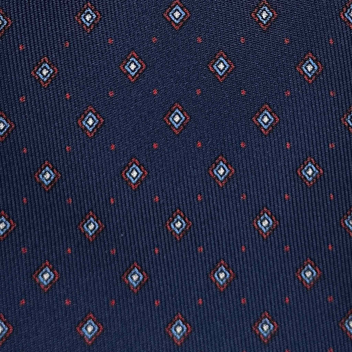 Navy Blue Silk Tie Classic Micro Diamonds Pattern Bordeaux