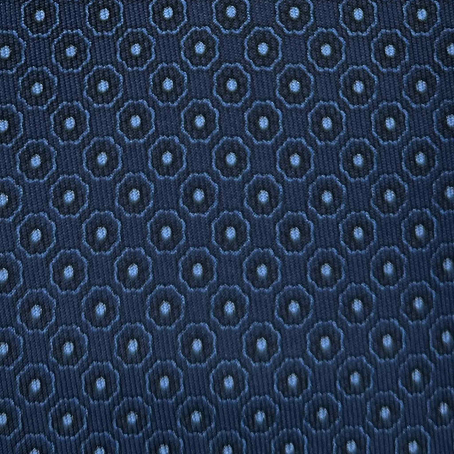 Classic ocean blue silk tie, light and navy blue micro floral fantasy pattern, tailoring f marino ties for Wools Boutique Uomo Geneva