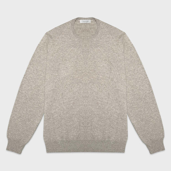 Melange Sand Brown Cashmere Sweater Crewneck Cruciani. Melange sand brown cashmere crewneck, made in Italy by Cruciani, regular fit, warm and soft, light and smooth to the touch. A timeless sweater ideal for a classic or sporty outfit.