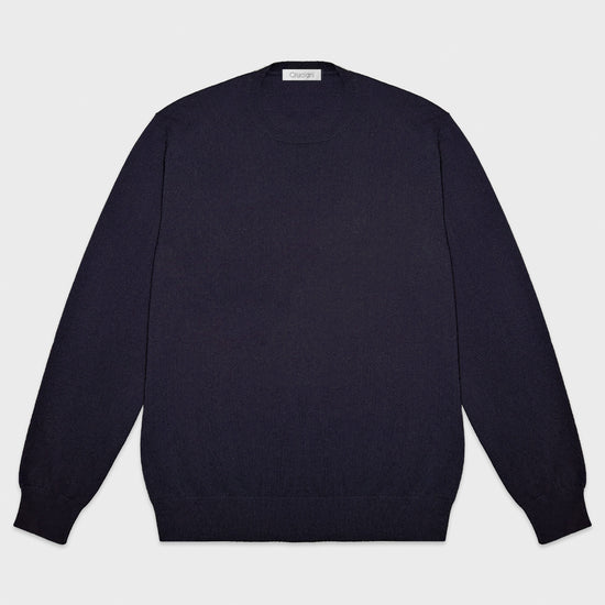 Night Blue Cashmere Sweater Crewneck Cruciani. A timeless sweater! Cruciani cashmere crewneck, classic model, regular fit, finished with the 2cm small edge ribbed crewneck detail. Warm and soft, light and smooth to the touch.