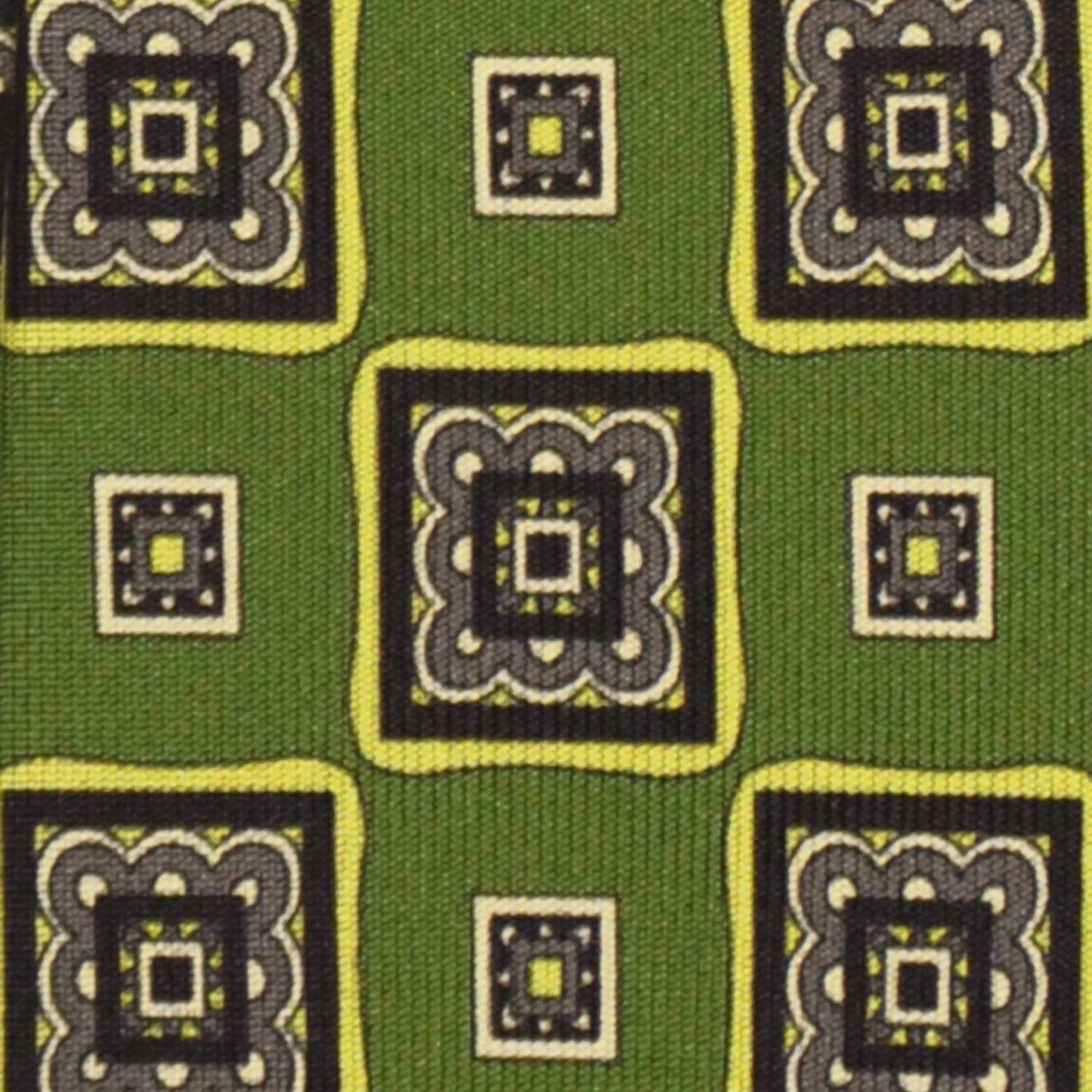 Lime Green Silk Tie Checked Diamonds Pattern