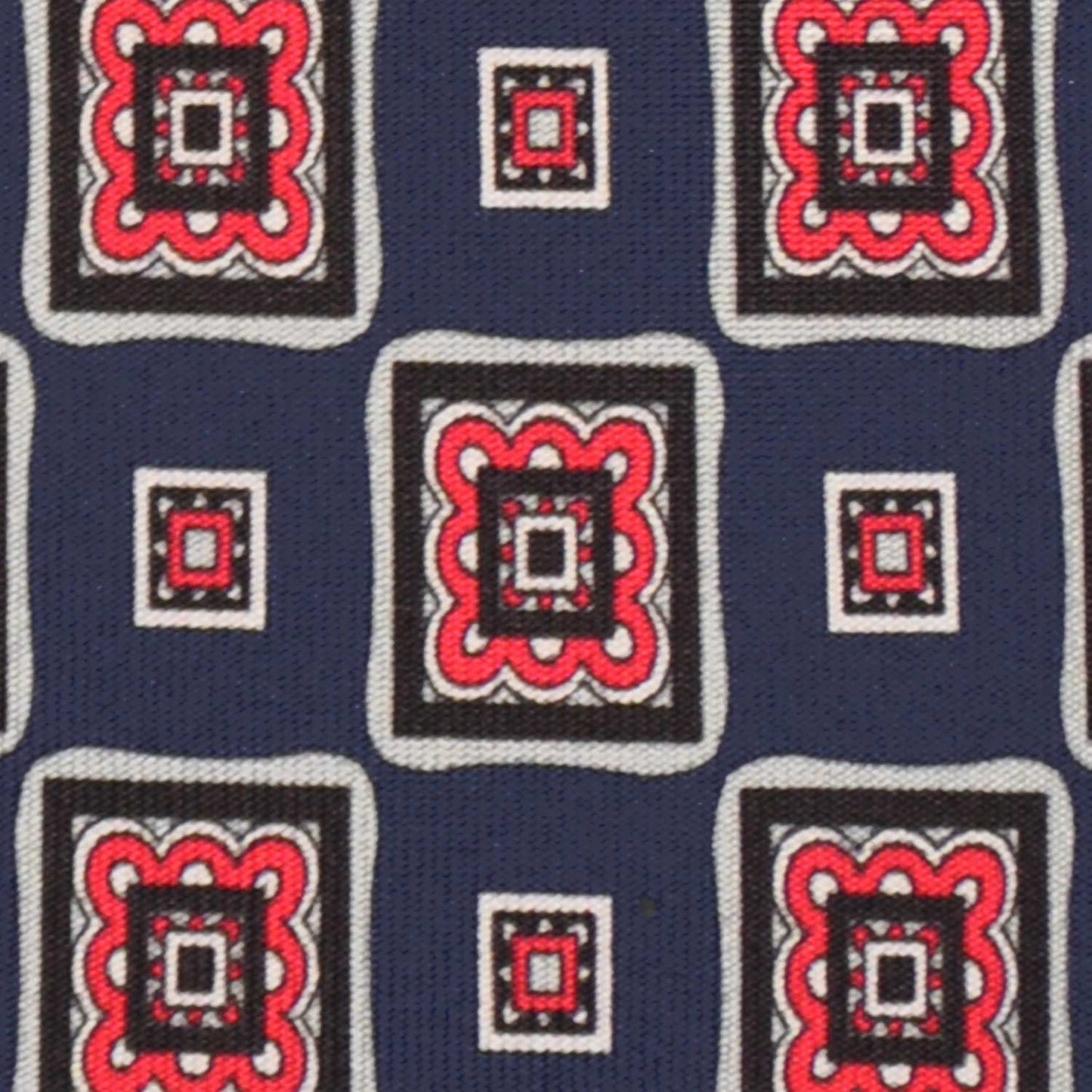 Denim Blue Silk Tie Checked Diamonds Pattern