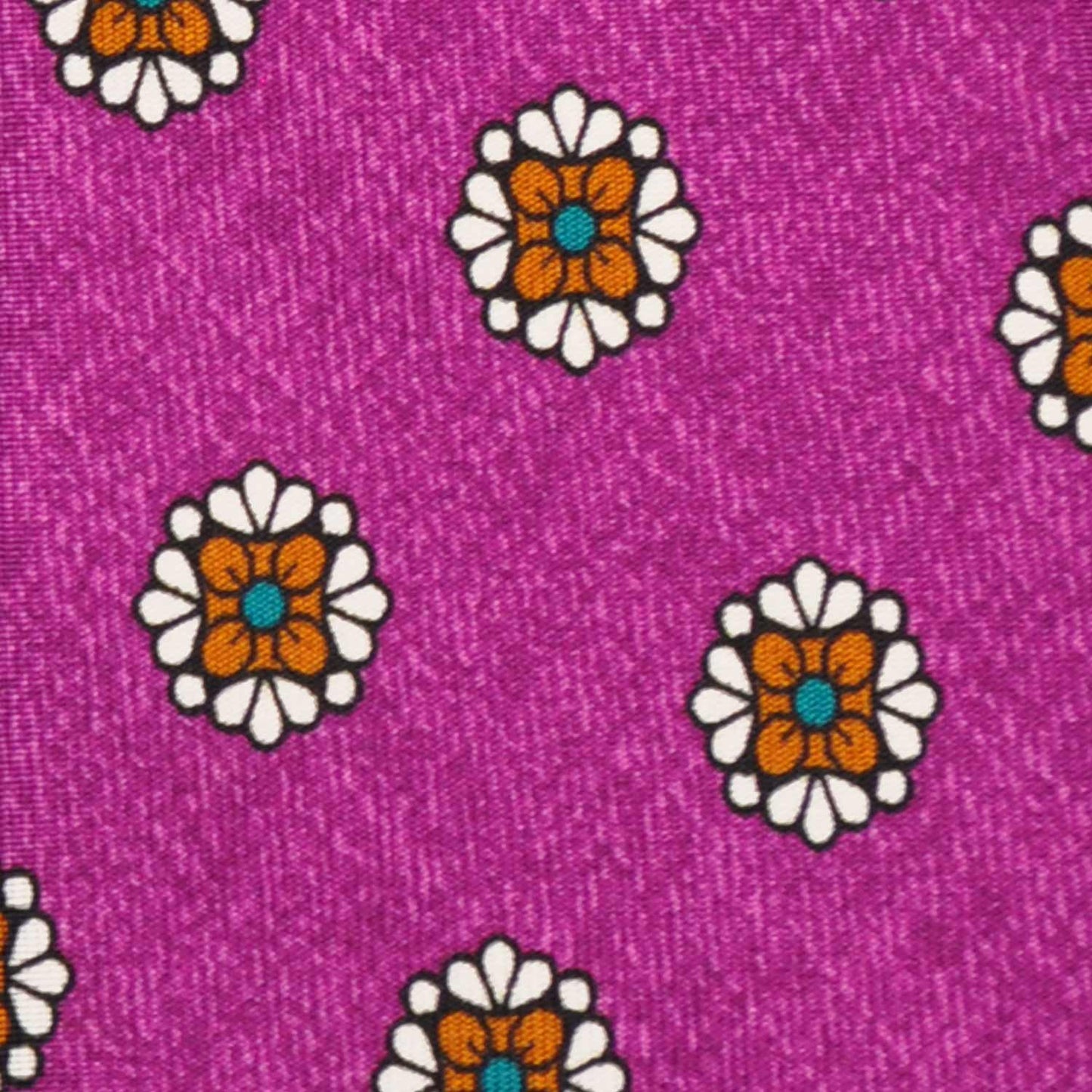 Royal Fuchsia Silk Tie Unlined Diamonds Flower Pattern