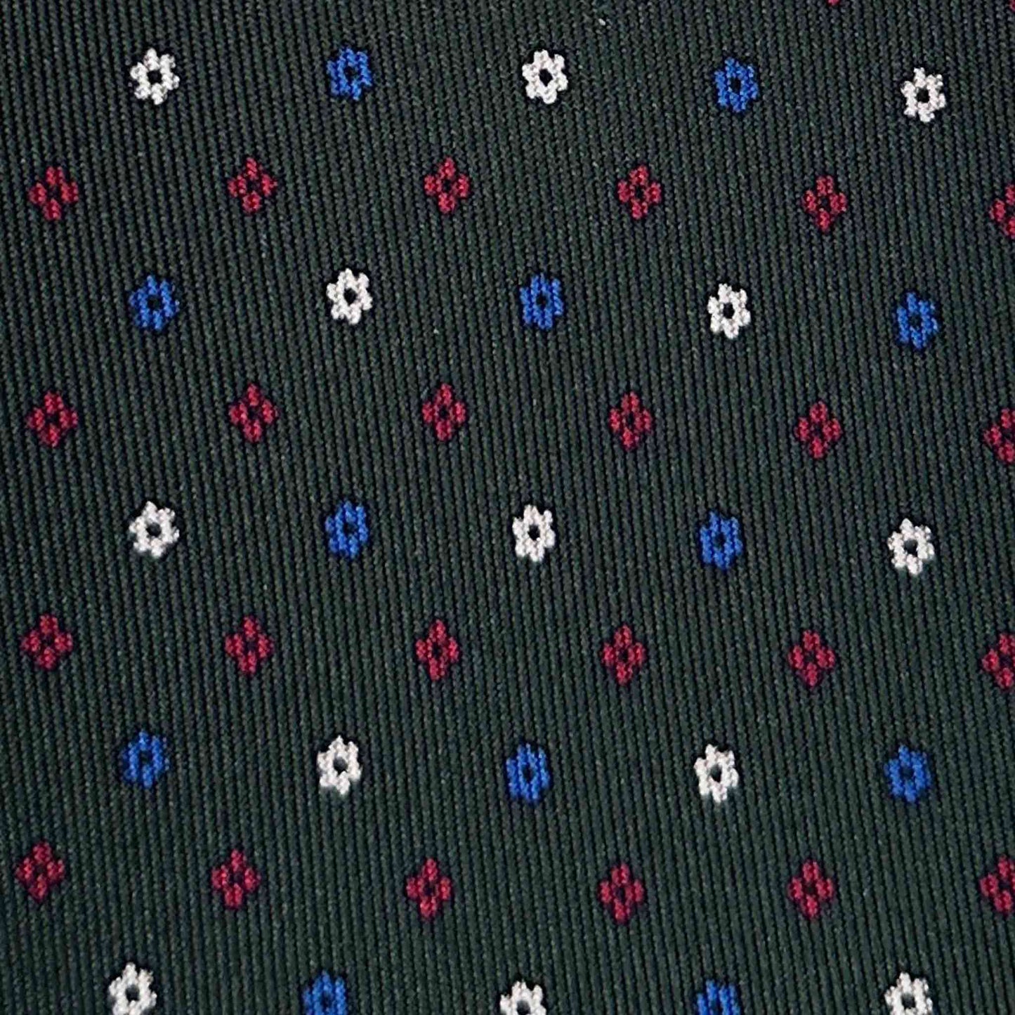 Forest Green Silk Tie Classic Floral Micro Fantasy Pattern