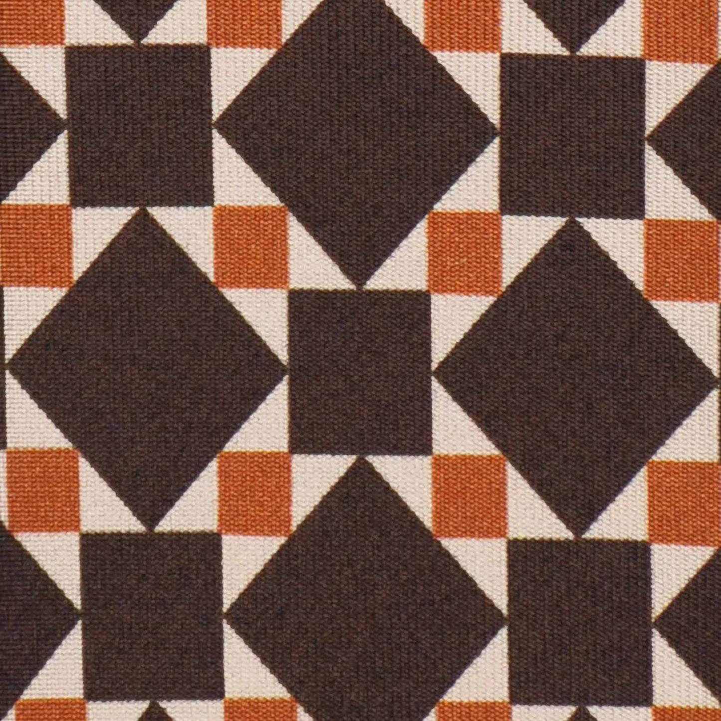 Exclusive silk tie made with finest Italian silk soft to the touch, sand beige background with coffee brown and orange mosaic pattern, unlined tie 3 folds, F.Marino Napoli ties exclusive for Wools Boutique Uomo