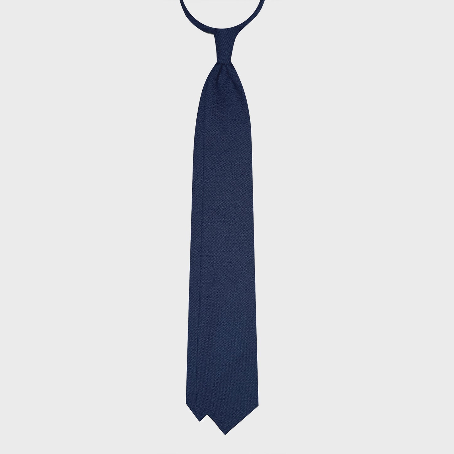 Navy Blue Wool Tie Hopsack Plain Color.