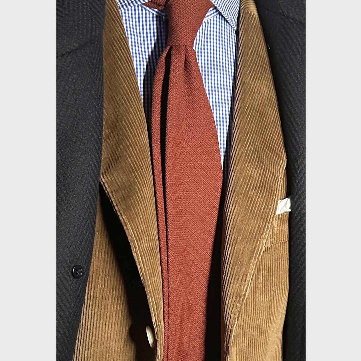 Orange Wool Hopsack Tie Handmade Italian