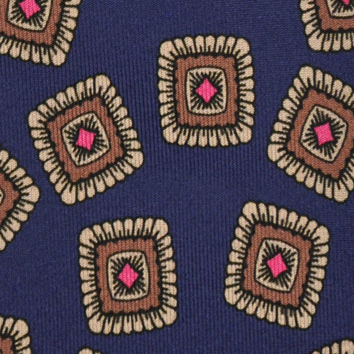 Cobalt Blue Silk Tie Unlined Classic Medallions.