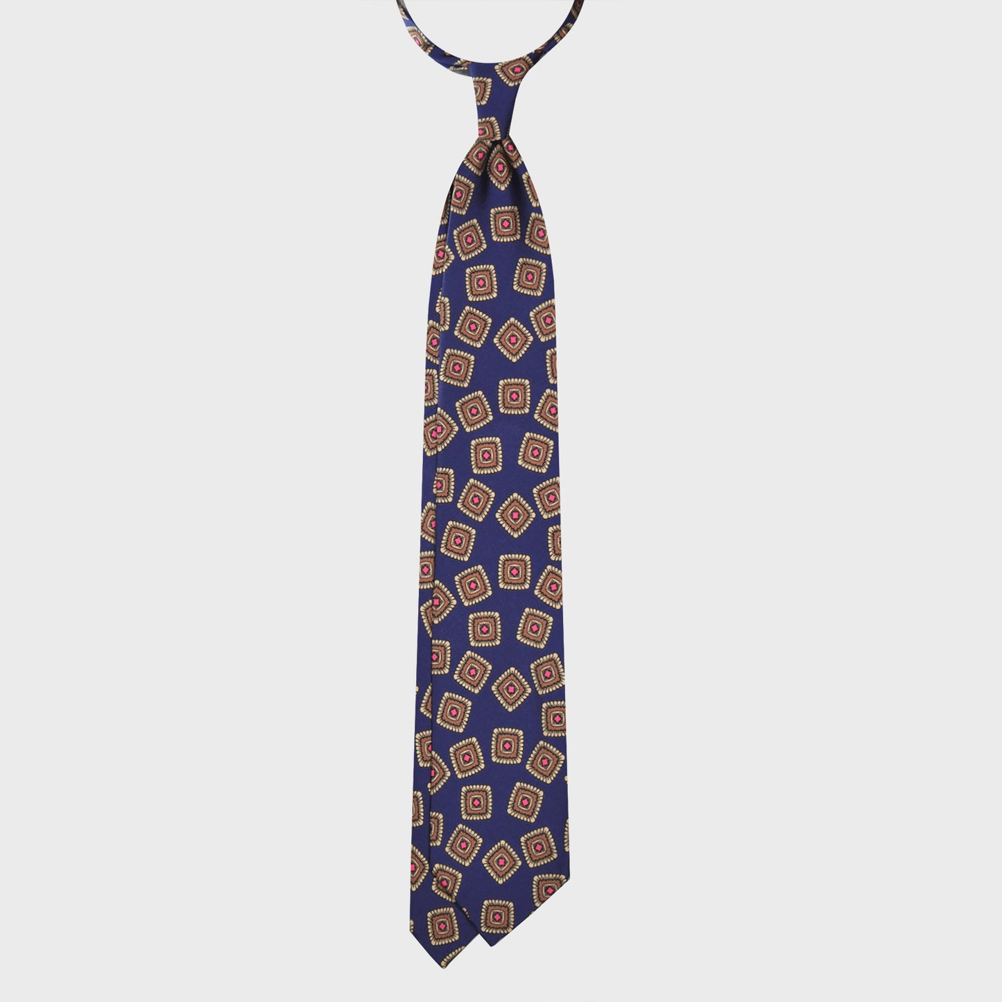 Cobalt Blue Silk Tie Unlined Classic Medallions.
