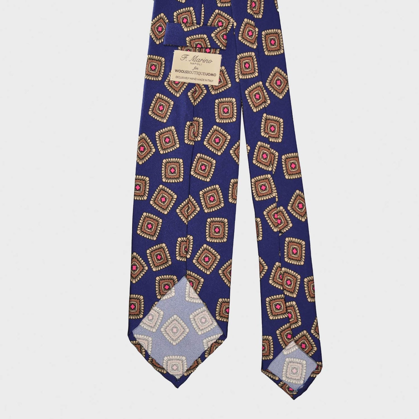 Cobalt Blue Silk Tie Unlined Classic Medallions.