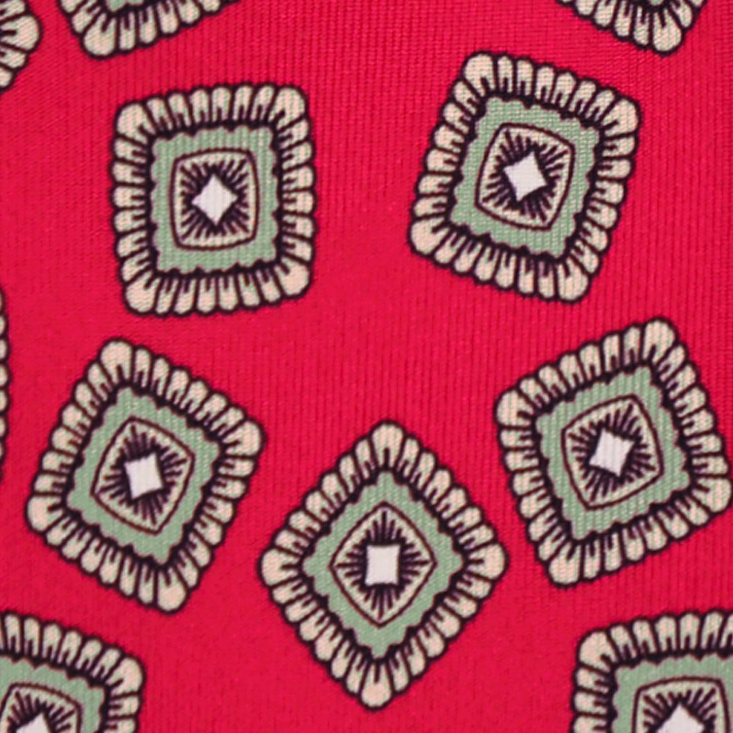 Crimson Red Silk Tie Unlined Classic Medallions