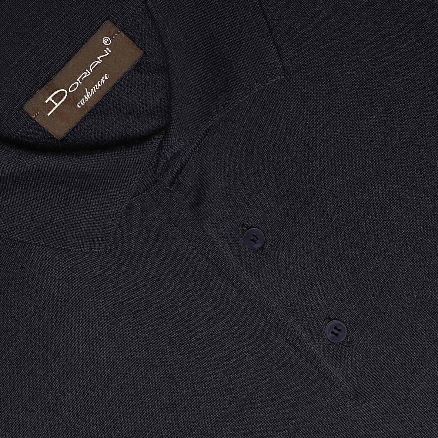 Navy Blue Long Sleeve Polo 3 Buttons Wool Silk Cashmere Doriani