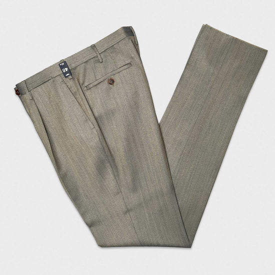 Sandstone Beige Solaro Herringbone Wool Rota Tailoring Pants.