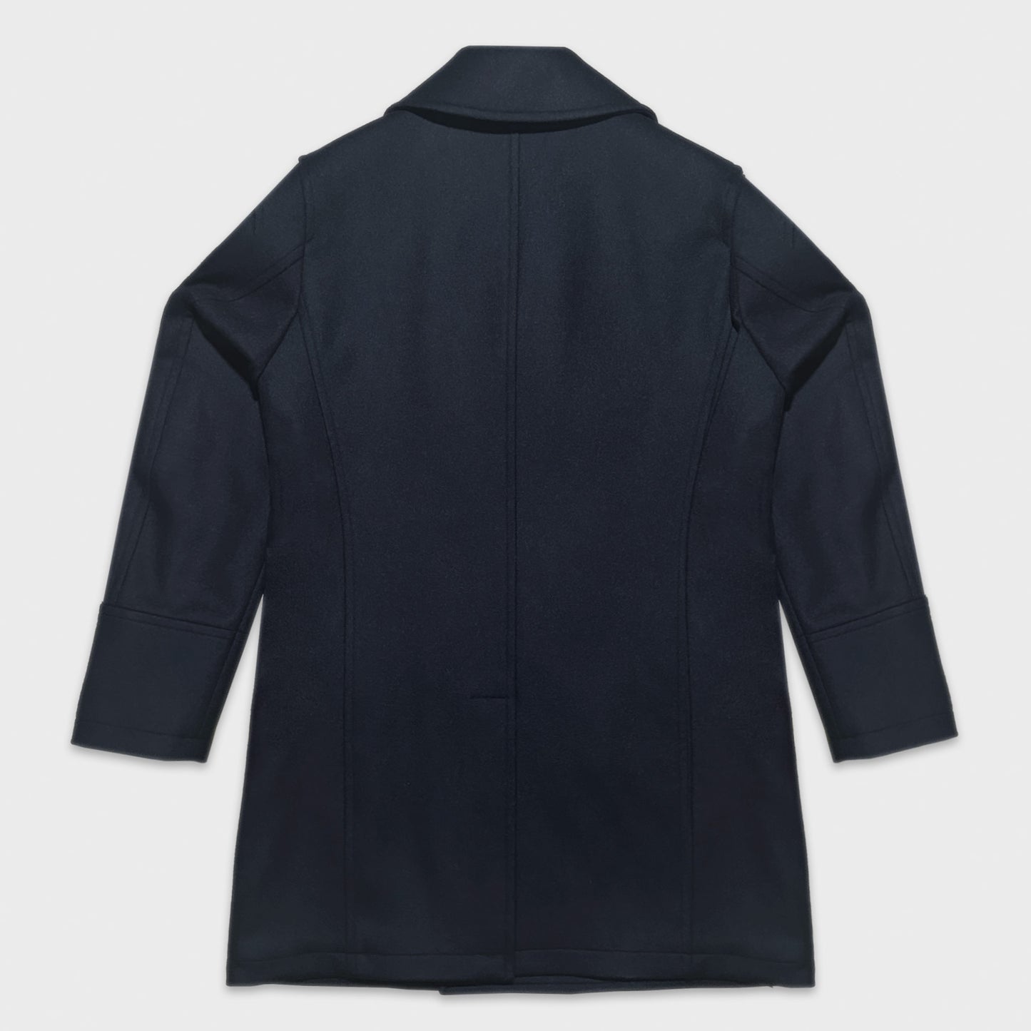 Sealup Peacoat Loro Piana Rain System Lambswool Navy Blue. Discover the navy blue wool peacoat mens made with fabric by Loro Piana Rain System, water repellent peacoat, ideal to wear with formal outfits and free time, discover in Wools Boutique Uomo Geneva
