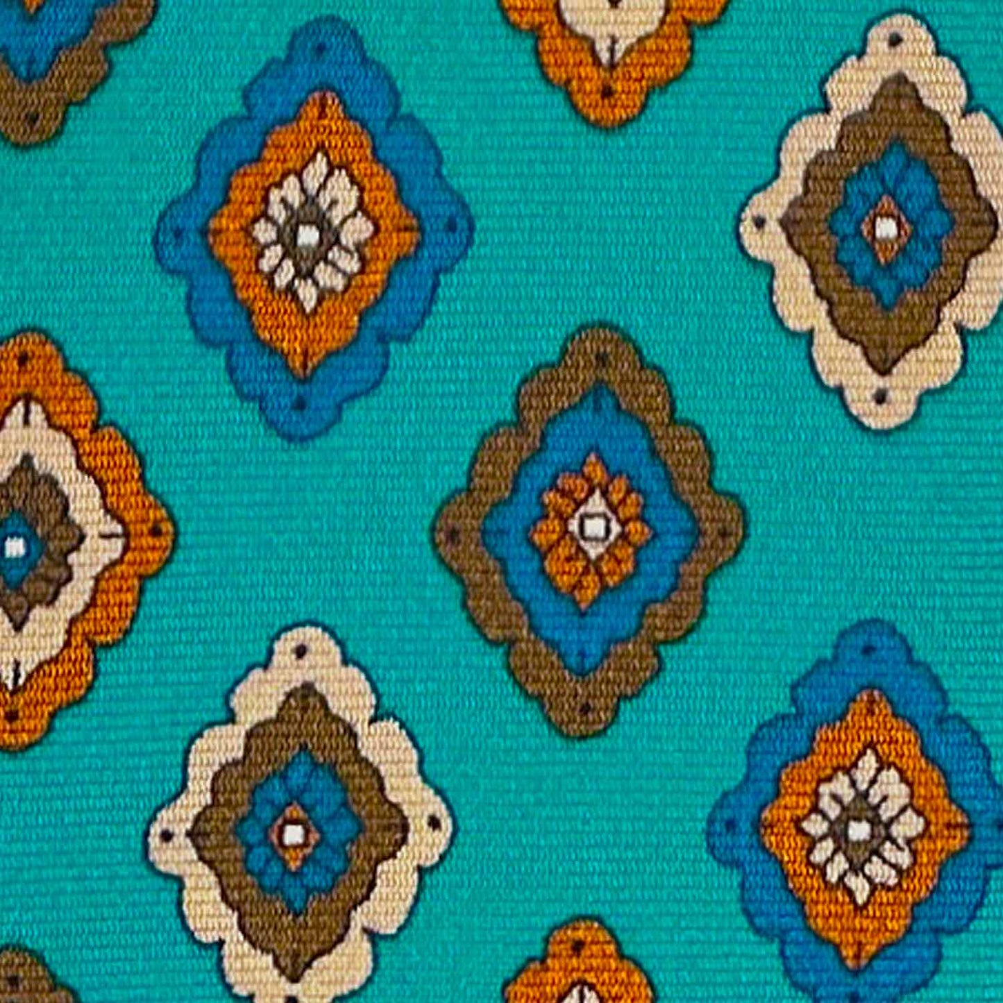 Cyan Silk Tie Classic Diamonds Pattern Genève.