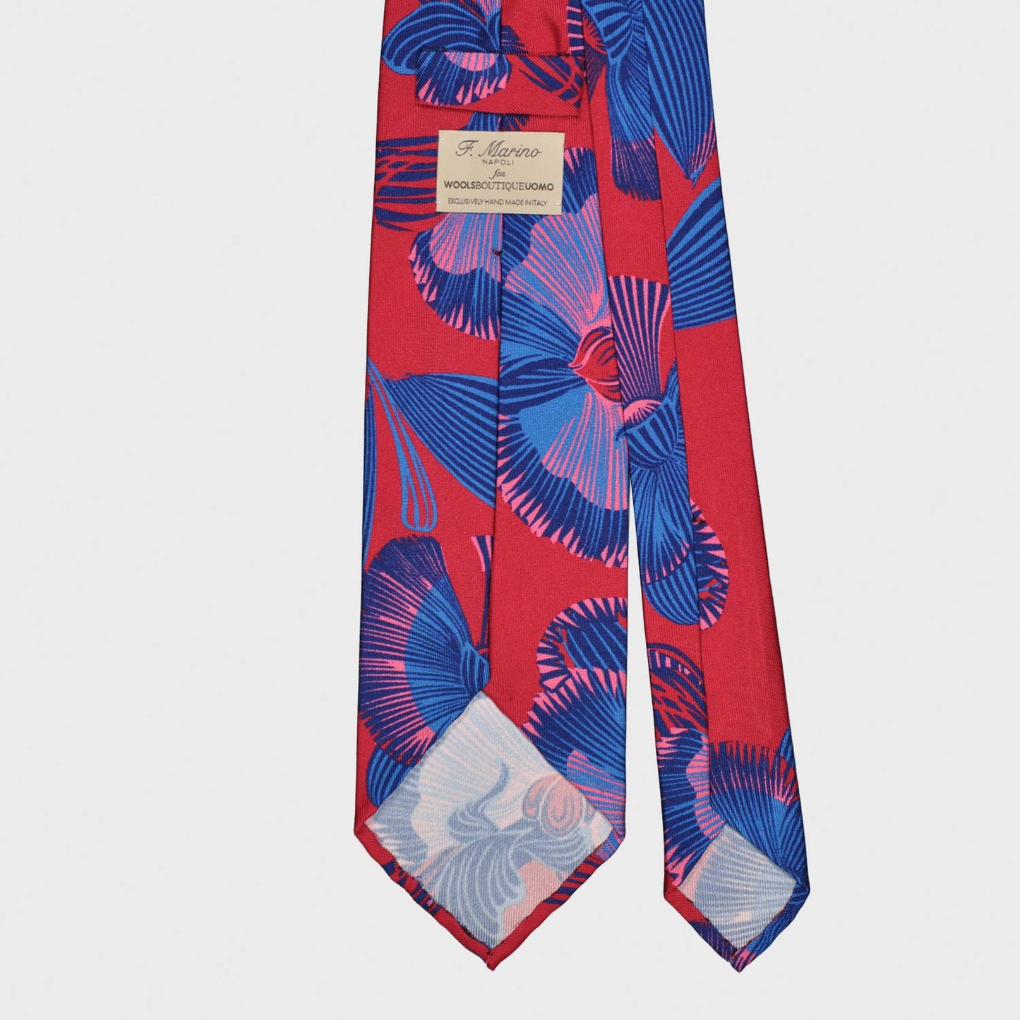 Magenta Red Silk Tie 3 Hawaiian Floral Pattern