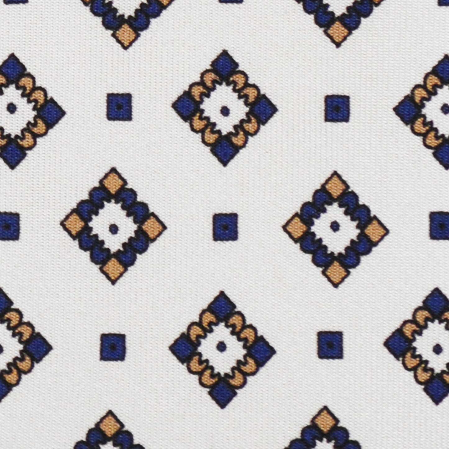 F.Marino Silk Tie 3 Folds Diamonds White-Wools Boutique Uomo