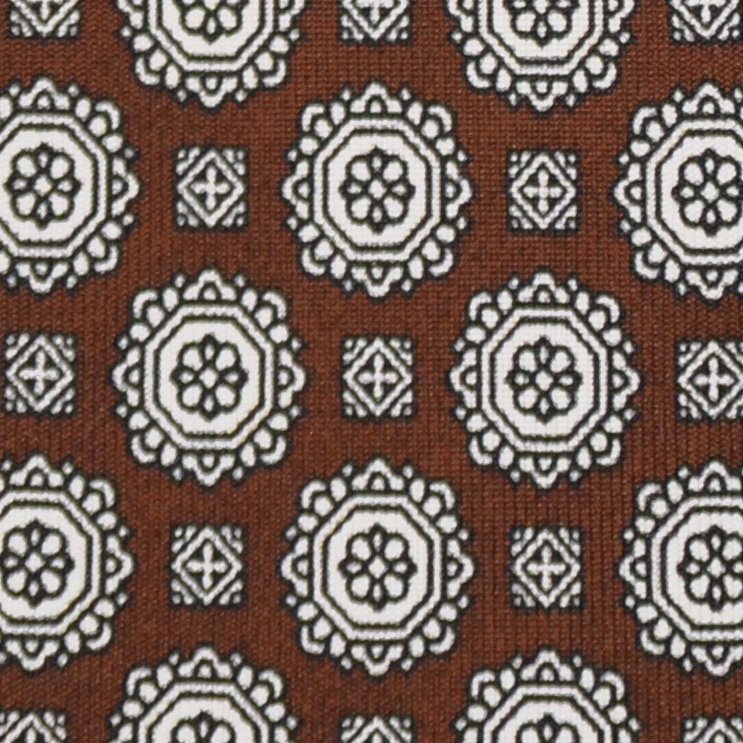 F.Marino Silk Tie 3 Folds Medallions Coffee Brown-Wools Boutique Uomo