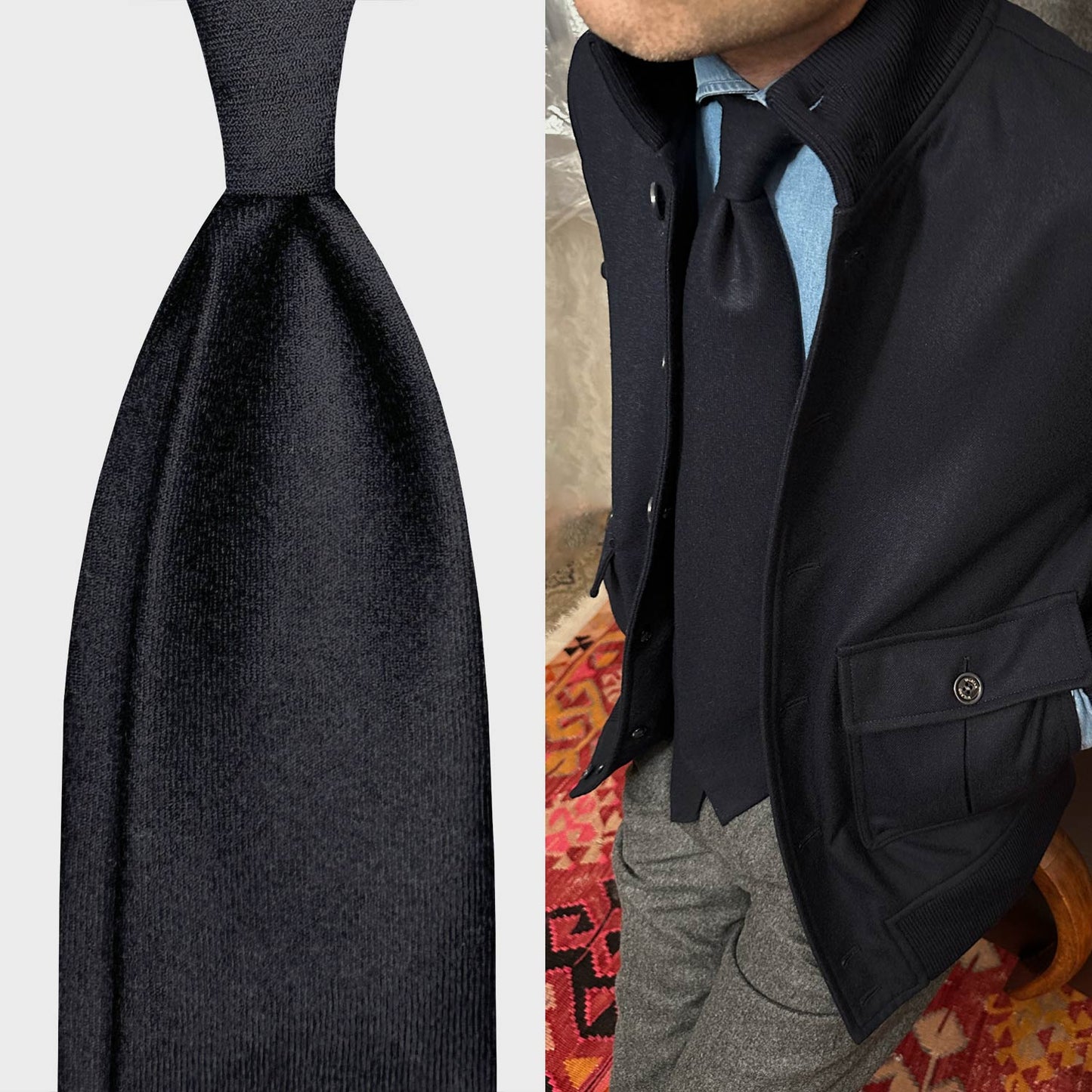 Navy Wool Valstarino Jacket Valstar x Wools Boutique Uomo gift flannel wool tie