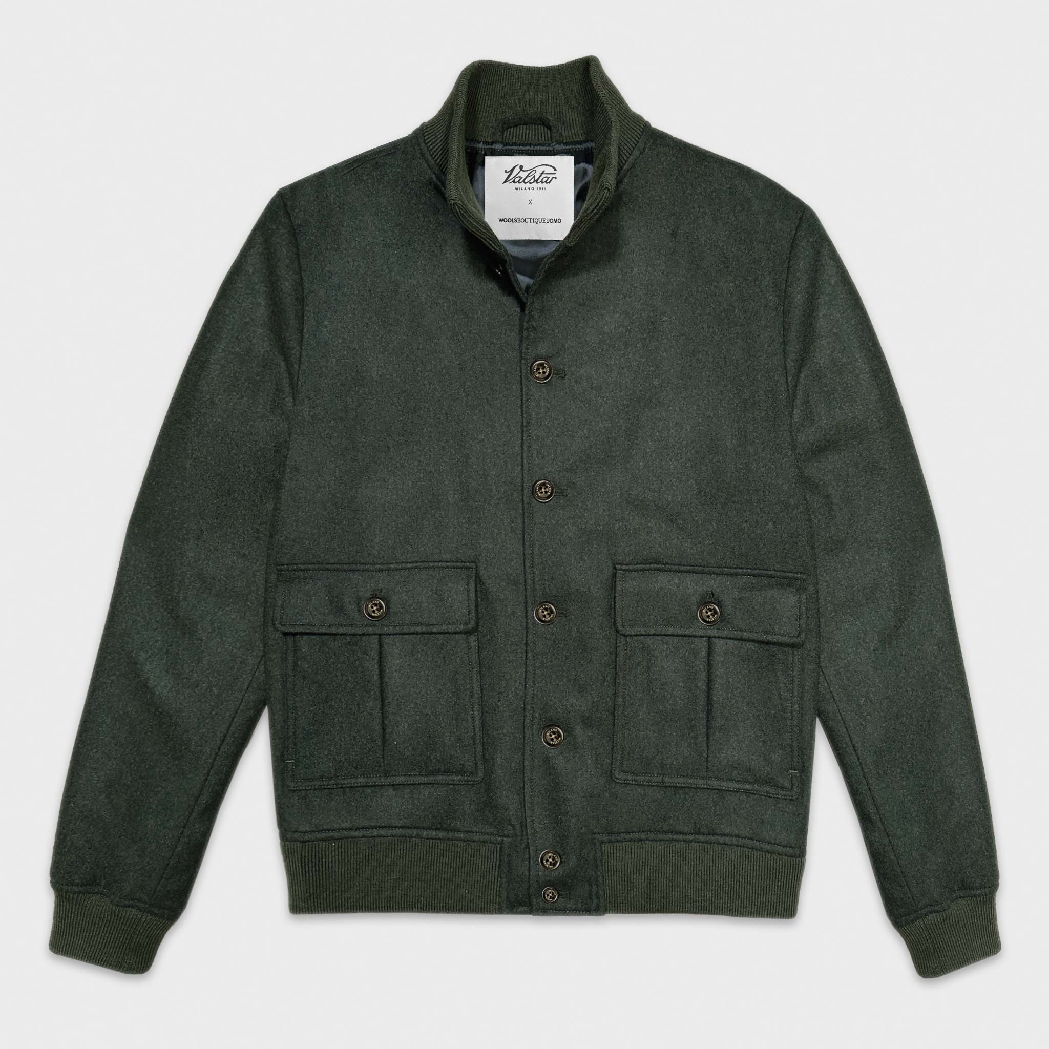 Valstar Dark Grey Twill Wool Overcoat Loden Green Valstarino