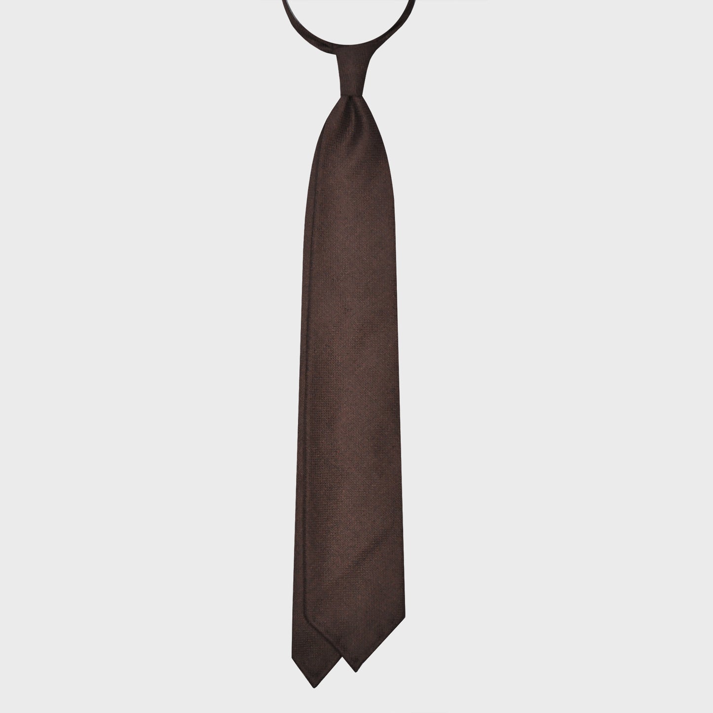 F.Marino Twill Wool Tie 3 Folds Coffee Brown
