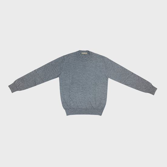 Cruciani Men's Crewneck Sweater Cashmere & Silk Grey-Wools Boutique Uomo