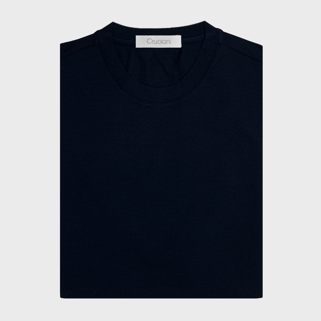 Cruciani Men's T-Shirt Ossigeno Cotton Long Sleeve Blue-Wools Boutique Uomo