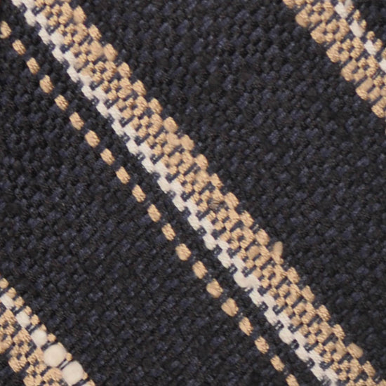 F.Marino Grenadine Silk Tie 3 Folds Regimental Dark Blue-Wools Boutique Uomo