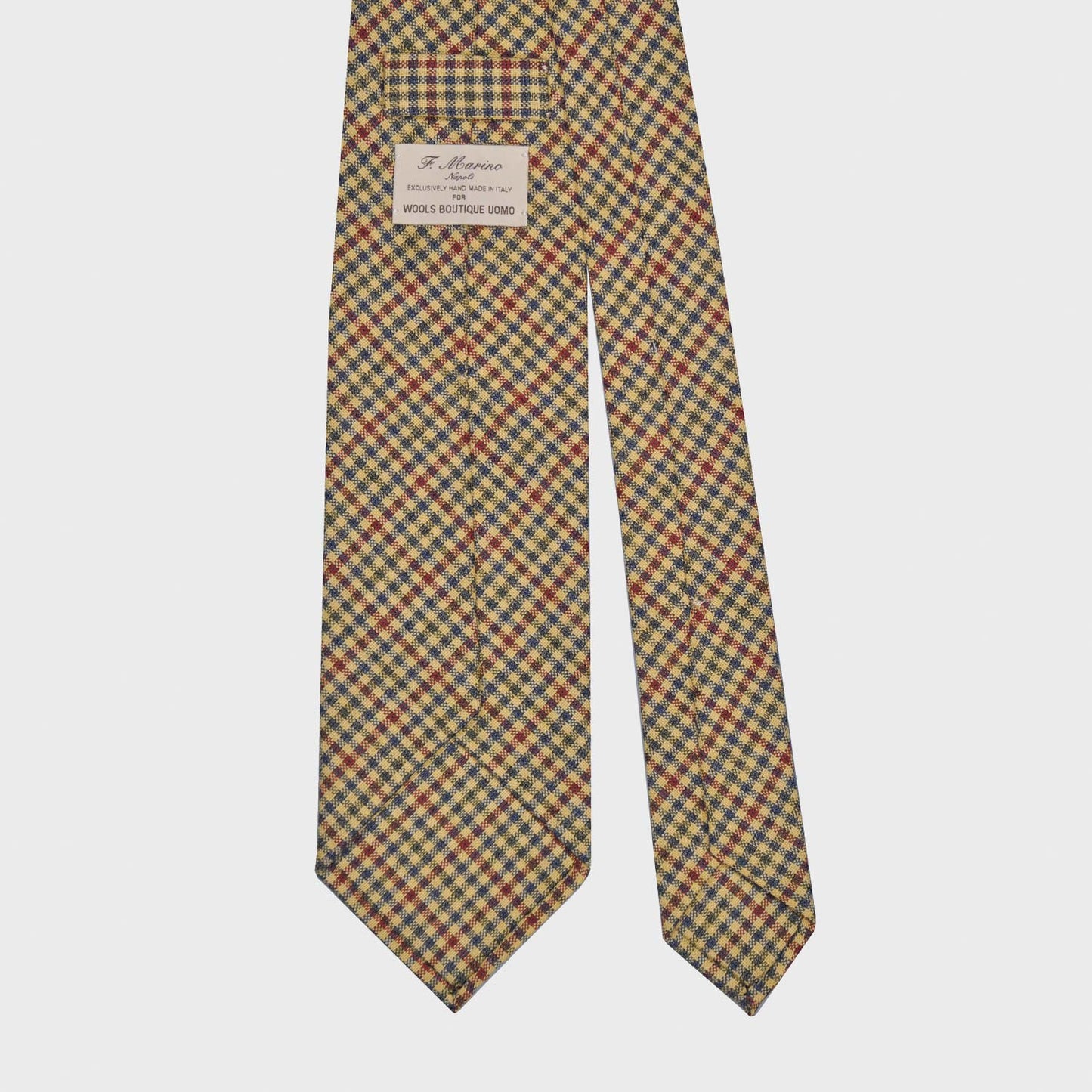 F.Marino Gun Club Check Wool Tie 3 Folds Yellow-Wools Boutique Uomo
