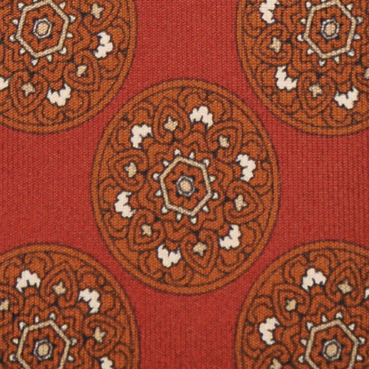 F.Marino Silk Tie 3 Folds Mandala Medallions Copper Brown-Wools Boutique Uomo