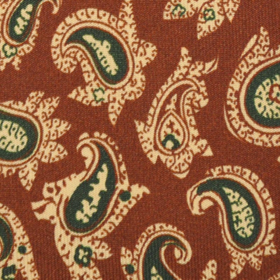 F.Marino Paisley Print Silk Tie 3 Folds Rust-Wools Boutique Uomo