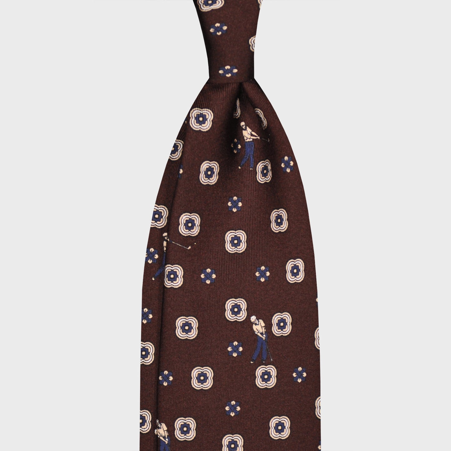 F.Marino Silk Tie 3 Folds Golf Brown-Wools Boutique Uomo