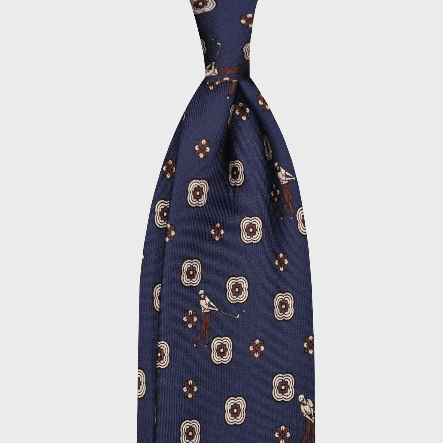 F.Marino Silk Tie 3 Folds Golf Blue-Wools Boutique Uomo