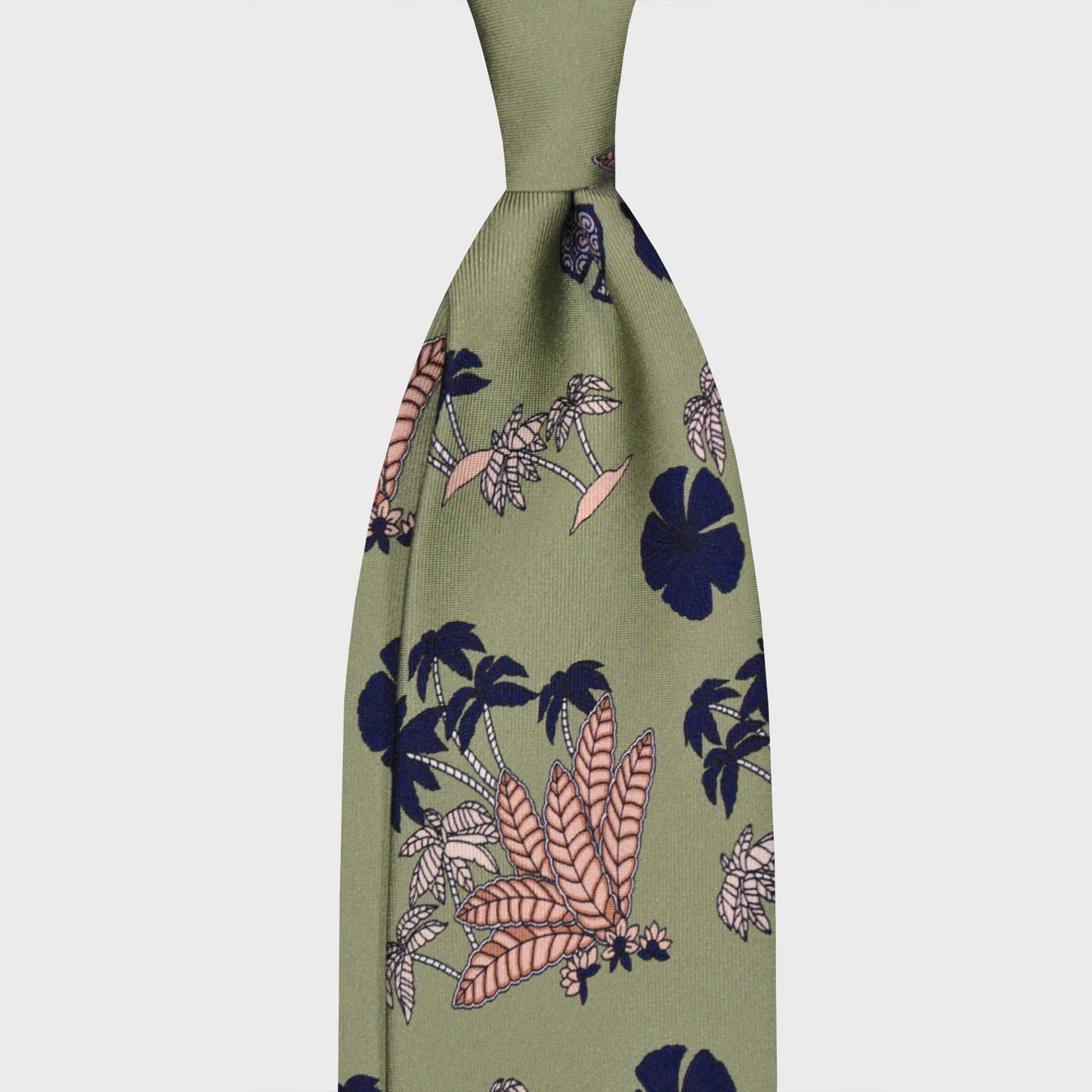 F.Marino Jungle Hawaiian Silk Tie 3 Folds Lime-Wools Boutique Uomo