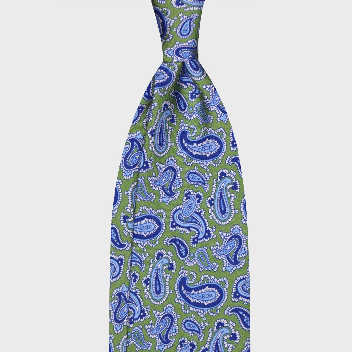 F.Marino Paisley Print Silk Tie 3 Folds Lime-Wools Boutique Uomo