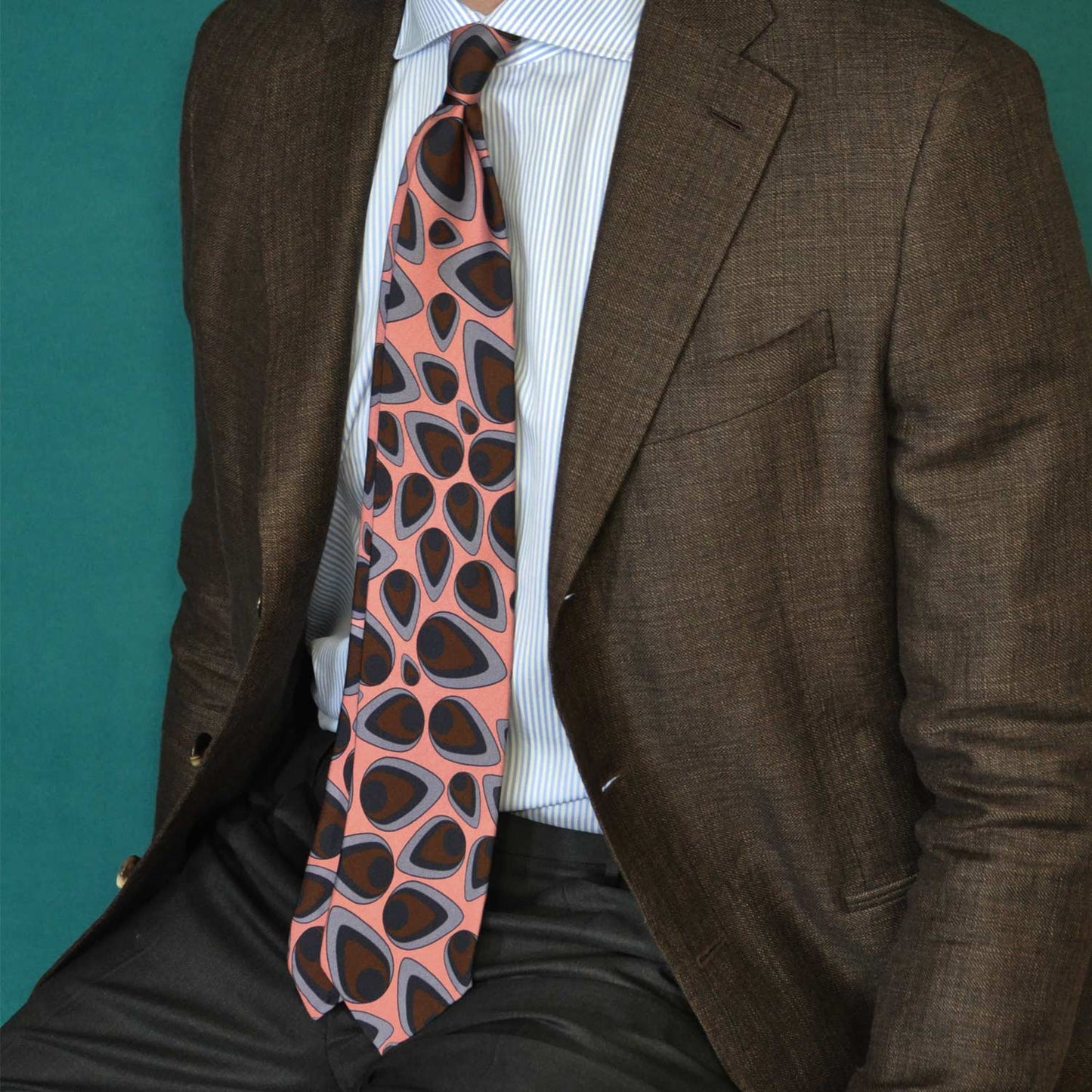 F.Marino Silk Tie 3 Folds Drops Pink-Wools Boutique Uomo