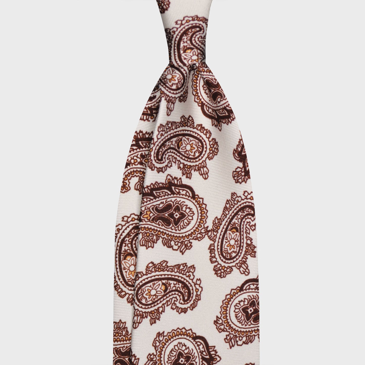 F.Marino Paisley Print Silk Tie 3 Folds White-Wools Boutique Uomo